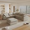 160.6" Cloud Couch Modular Sectional Sofa for Livingroom,Oversized Convertible Sofa with Storage Ottomans,6 Seat Wide Couches,Cushion Covers Removable (Khaki, 6 Seater)