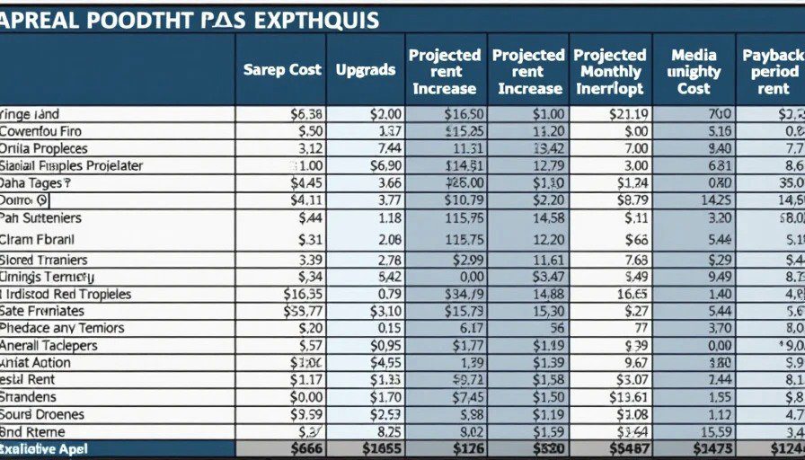 Investment property upgrade ROI spreadsheet