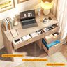 Vabches 47" Office Desk with 4 Fluted Drawers, Wooden Home Exectuive Desk with A File Drawer, Modern Farmhouse Computer Desk for Work, Study, Home Office, Bedroom,Oak
