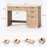 Vabches 47" Office Desk with 4 Fluted Drawers, Wooden Home Exectuive Desk with A File Drawer, Modern Farmhouse Computer Desk for Work, Study, Home Office, Bedroom,Oak