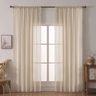 Boho Crochet Curtains for Living Room Lace Curtains 84 Inches Long 2 Panel, Rod Pocket Vintage Tassel Bohemian Decor Geometry Striped Light Filtering Semi Sheer Curtain Drapes for Bedroom,Beige